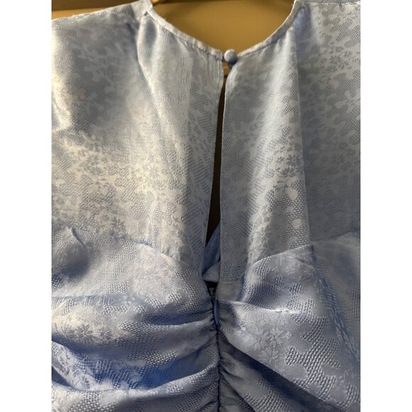 Rebecca De Ravenel Blue Long-Sleeve Jacquard Maxi Dress With Twist Knot Detail S - Picture 8 of 8